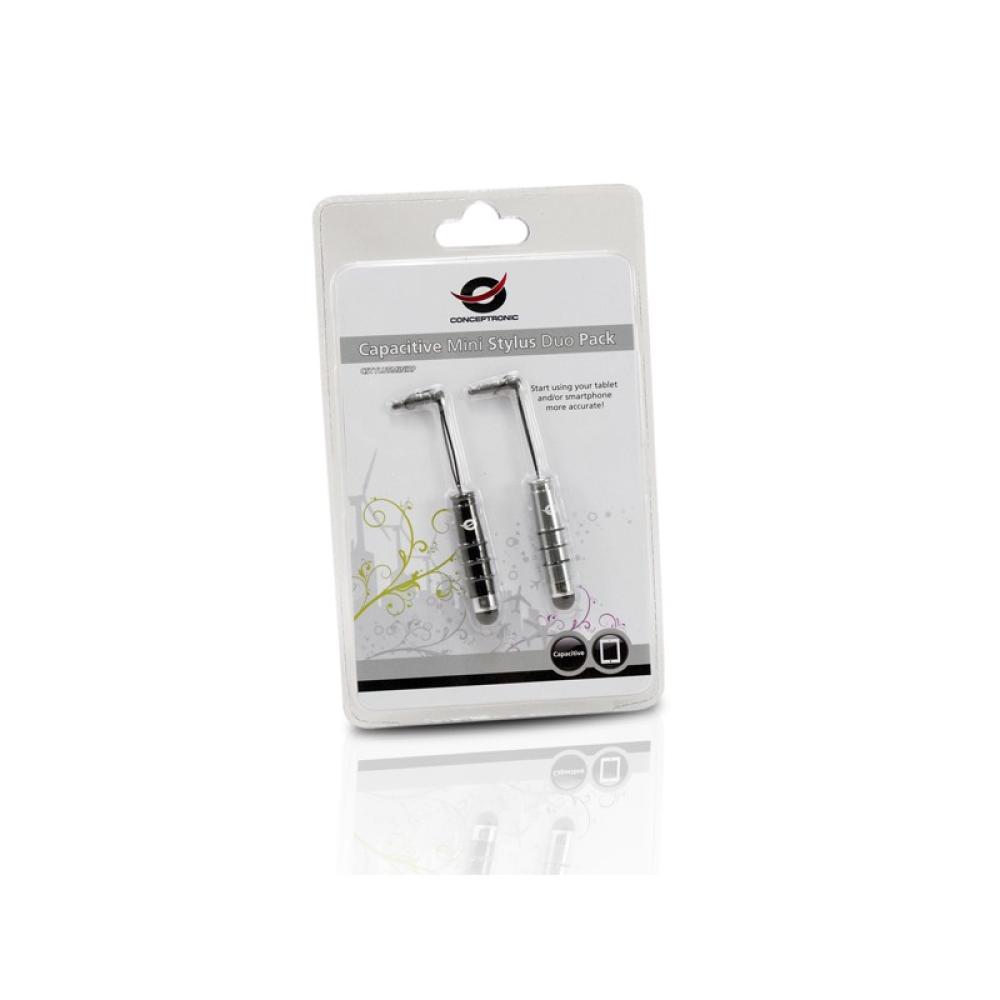 Conceptronic - CSTYLUSMINI2P lápiz digital 11 g Negro, Plata