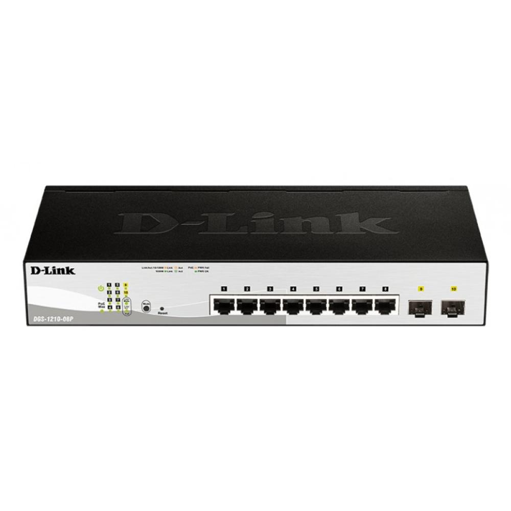 D-Link - DGS-1210-08P switch Gestionado L2/L3 Gigabit Ethernet (10/100/1000) Energía sobre Ethernet (PoE) Negro