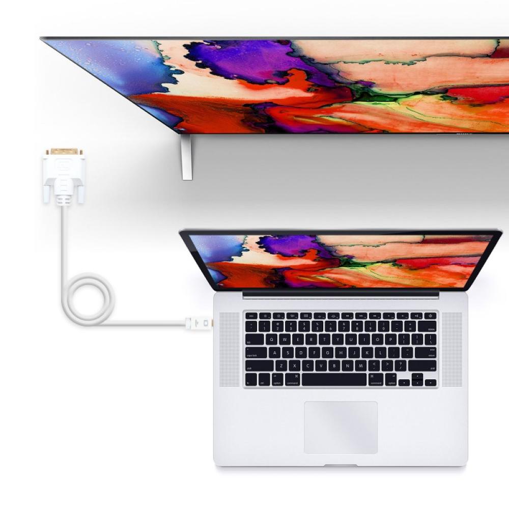 Nanocable - Cable conversor Mini DP a DVI, Mini DP/M - DVI/M, Blanco, 2.0 M