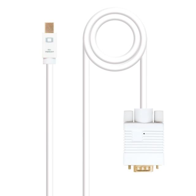 Nanocable - Cable conversor Mini DP a VGA, Mini DP/M - VGA/M, Blanco, 3.0 M