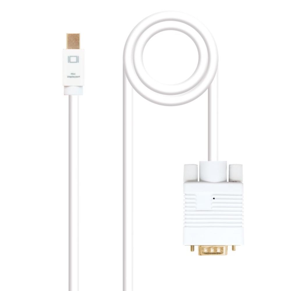Nanocable - Cable conversor Mini DP a VGA, Mini DP/M - VGA/M, Blanco, 3.0 M