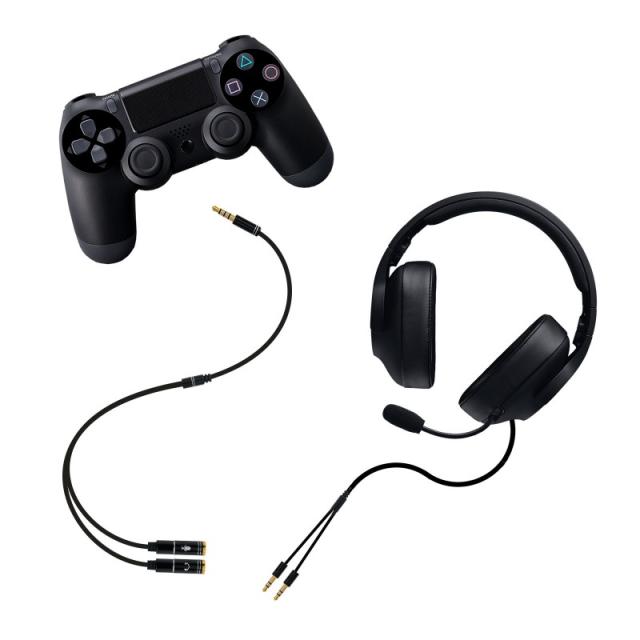 Nanocable - Cable adaptador Audio Jack 3.5/M 4pines - 2xJack 3.5/H 3pines, negro, 30 cm