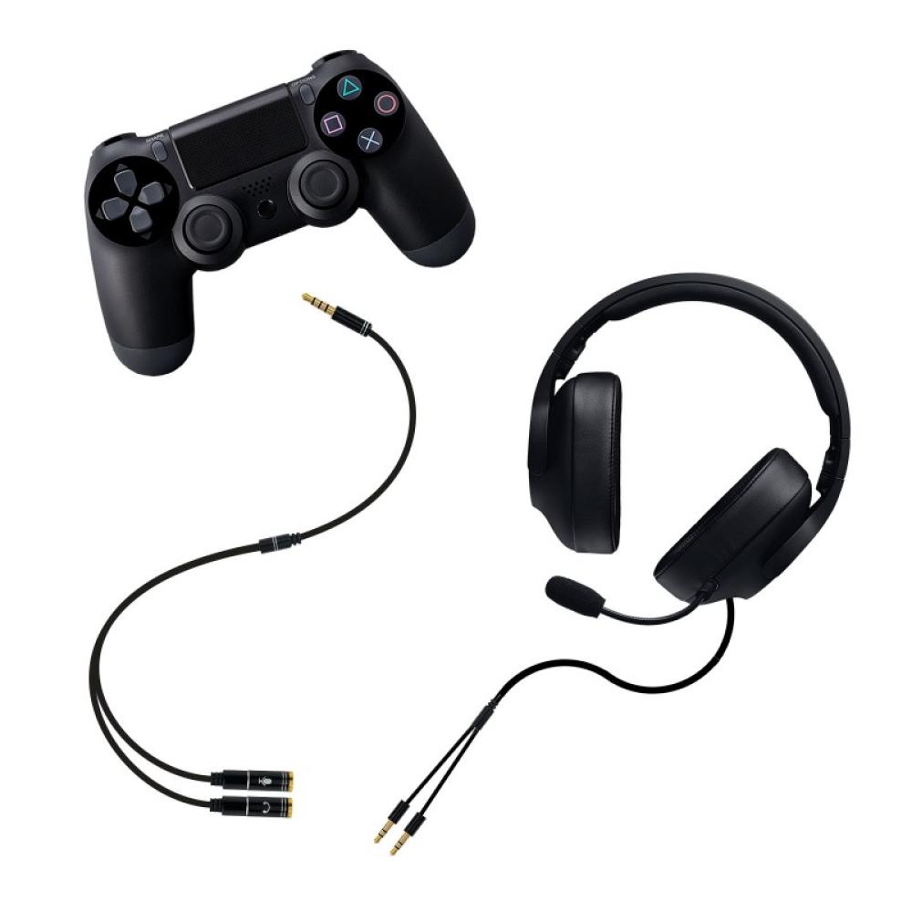 Nanocable - Cable adaptador Audio Jack 3.5/M 4pines - 2xJack 3.5/H 3pines, negro, 30 cm