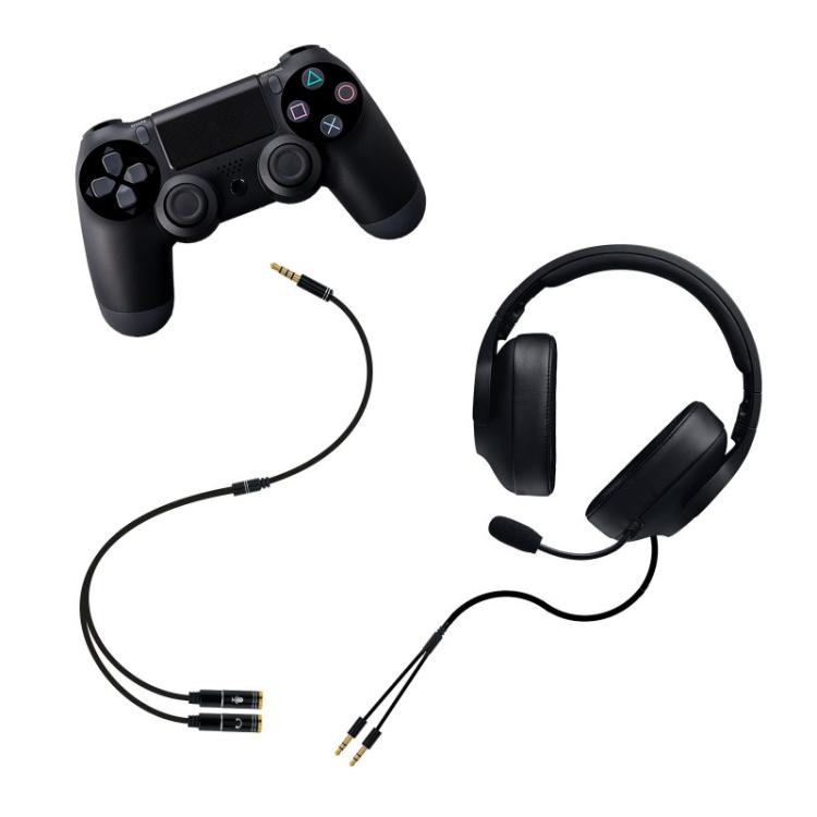 Nanocable - Cable adaptador Audio Jack 3.5/M 4pines - 2xJack 3.5/H 3pines, negro, 30 cm