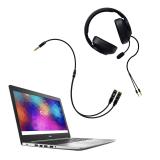 Nanocable - Cable adaptador Audio Jack 3.5/M 4pines - 2xJack 3.5/H 3pines, negro, 30 cm