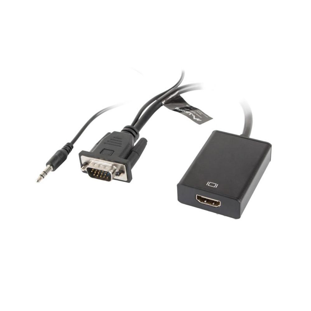Lanberg - AD-0021-BK adaptador de cable de vídeo 0,2 m HDMI tipo A (Estándar) VGA (D-Sub) Negro
