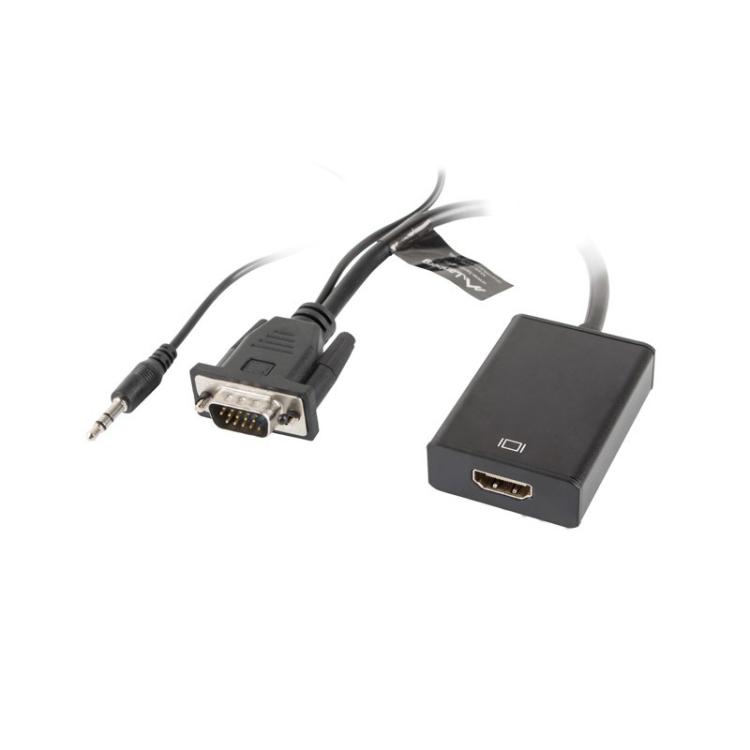 Lanberg - AD-0021-BK adaptador de cable de vídeo 0,2 m HDMI tipo A (Estándar) VGA (D-Sub) Negro