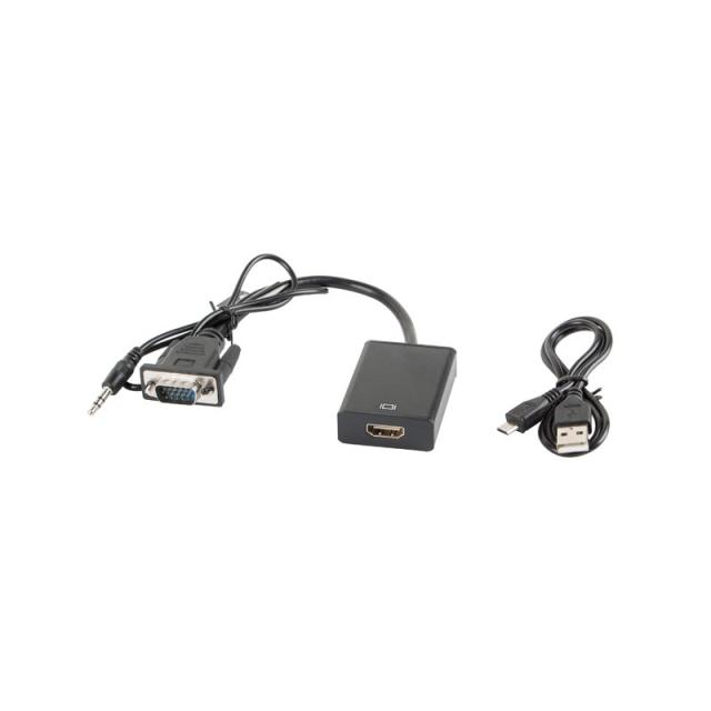 Lanberg - AD-0021-BK adaptador de cable de vídeo 0,2 m HDMI tipo A (Estándar) VGA (D-Sub) Negro