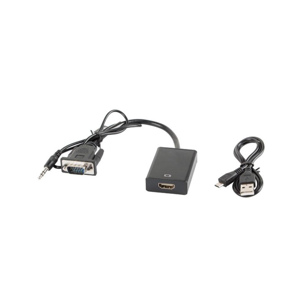 Lanberg - AD-0021-BK adaptador de cable de vídeo 0,2 m HDMI tipo A (Estándar) VGA (D-Sub) Negro