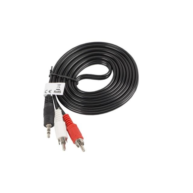 Lanberg - CA-MJRC-10CC-0020-BK cable de audio 2 m 3,5mm RCA Negro, Rojo, Blanco