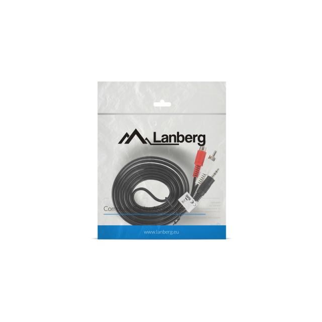 Lanberg - CA-MJRC-10CC-0020-BK cable de audio 2 m 3,5mm RCA Negro, Rojo, Blanco