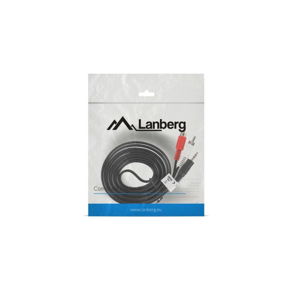 Lanberg - CA-MJRC-10CC-0020-BK cable de audio 2 m 3,5mm RCA Negro, Rojo, Blanco