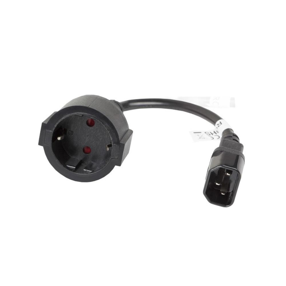 Lanberg - CA-C14E-10CC-0018-BK cable de transmisión Negro 0,18 m C14 acoplador