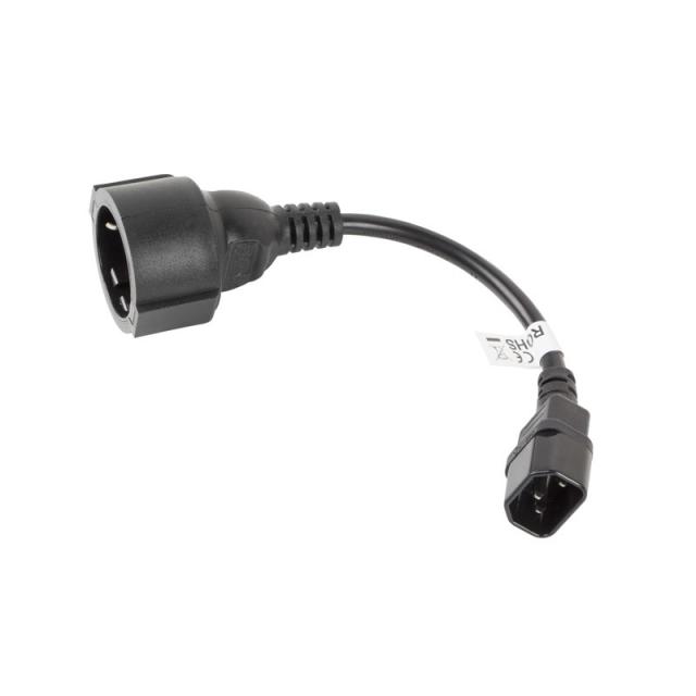 Lanberg - CA-C14E-10CC-0018-BK cable de transmisión Negro 0,18 m C14 acoplador