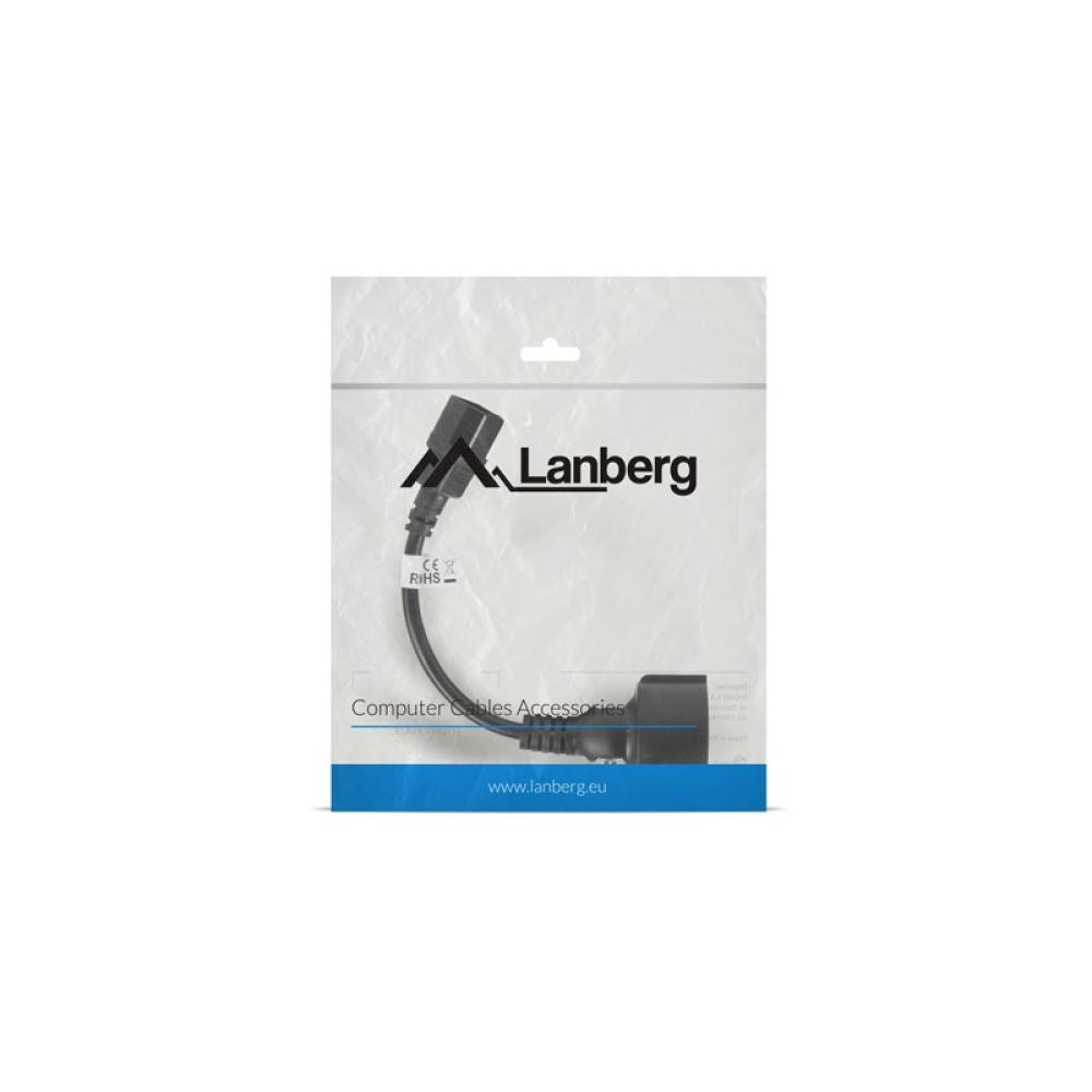 Lanberg - CA-C14E-10CC-0018-BK cable de transmisión Negro 0,18 m C14 acoplador