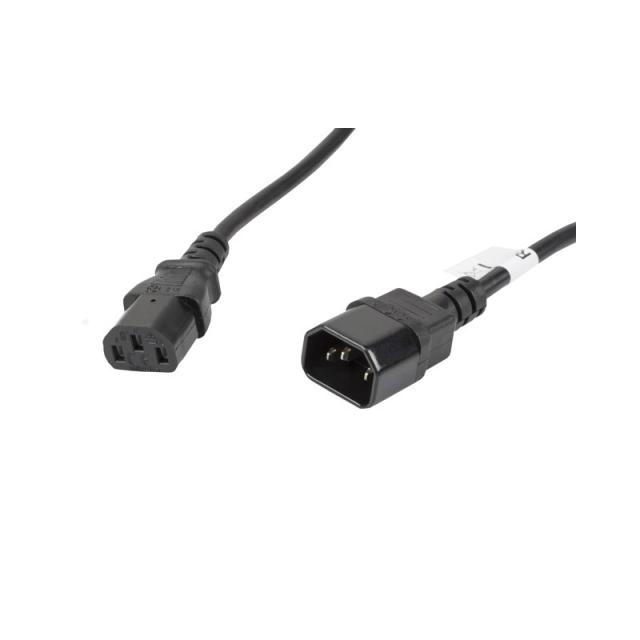 Lanberg - CA-C13E-11CC-0050-BK cable de transmisión Negro 5 m C13 acoplador C14 acoplador