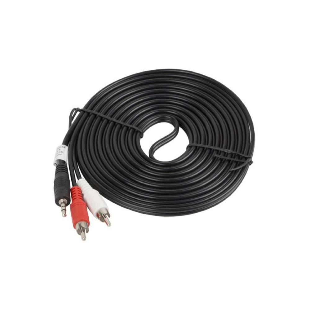 Lanberg - CA-MJRC-10CC-0050-BK cable de audio 5 m 3,5mm 2 x RCA Negro