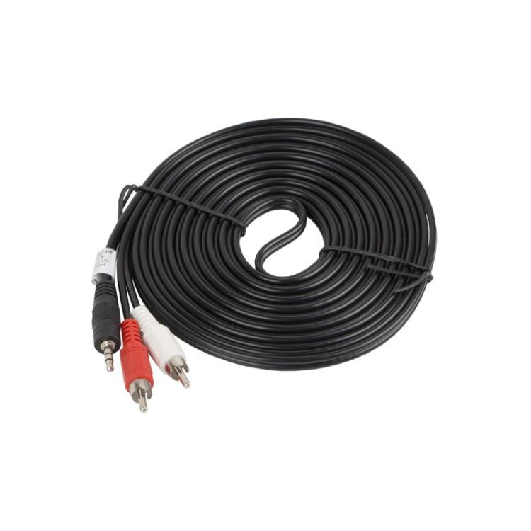 Lanberg - CA-MJRC-10CC-0050-BK cable de audio 5 m 3,5mm 2 x RCA Negro