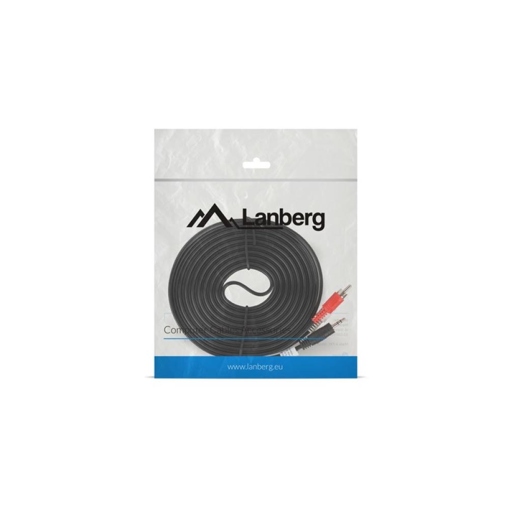 Lanberg - CA-MJRC-10CC-0050-BK cable de audio 5 m 3,5mm 2 x RCA Negro