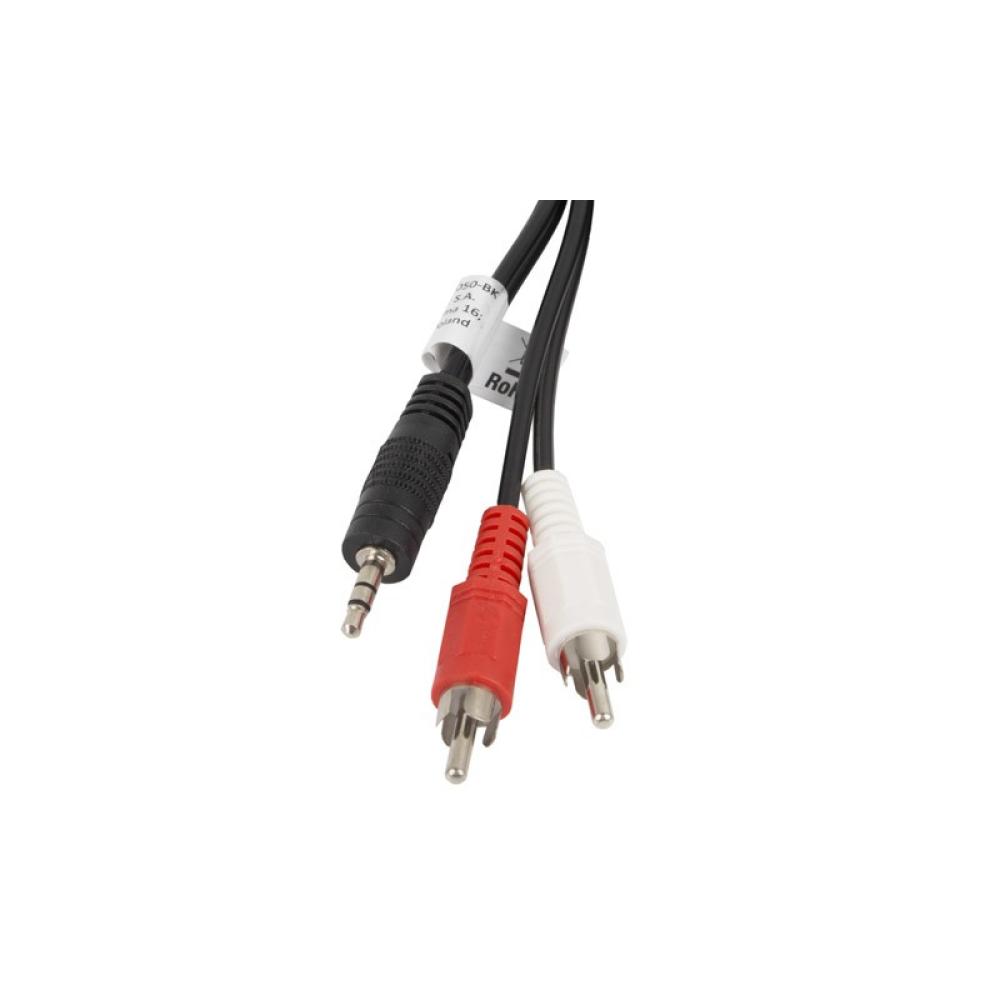 Lanberg - CA-MJRC-10CC-0050-BK cable de audio 5 m 3,5mm 2 x RCA Negro
