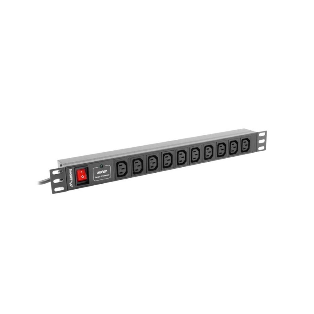 Lanberg - PDU-10I-0200-IEC-BK unidad de distribución de energía (PDU) 10 salidas AC 1U Negro