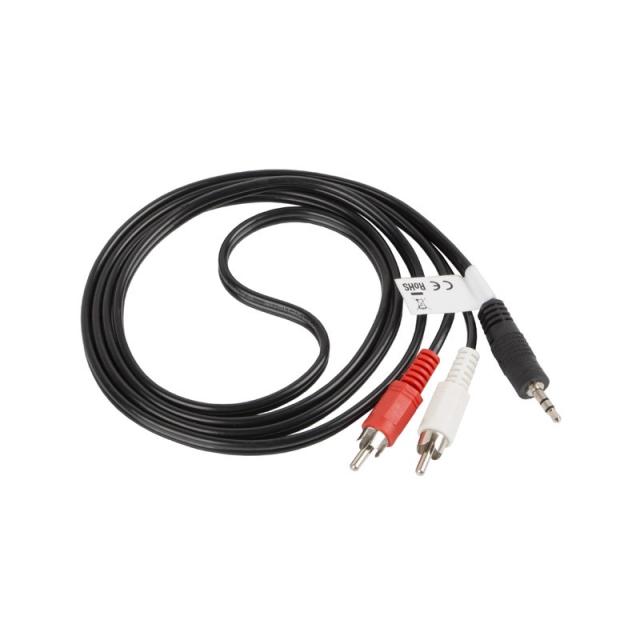 Lanberg - CA-MJRC-10CC-0015-BK cable de audio 1,5 m 3,5mm 2 x RCA Negro