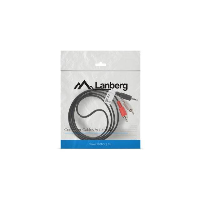 Lanberg - CA-MJRC-10CC-0015-BK cable de audio 1,5 m 3,5mm 2 x RCA Negro