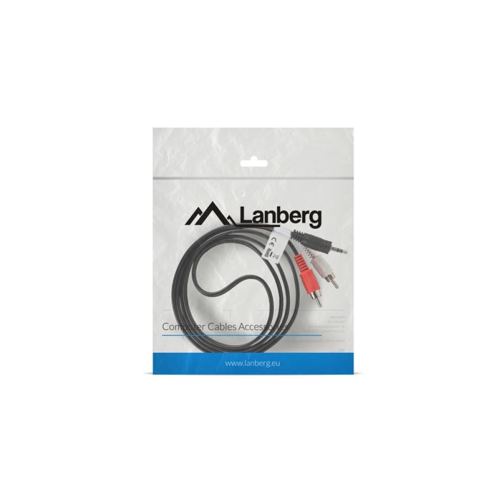 Lanberg - CA-MJRC-10CC-0015-BK cable de audio 1,5 m 3,5mm 2 x RCA Negro