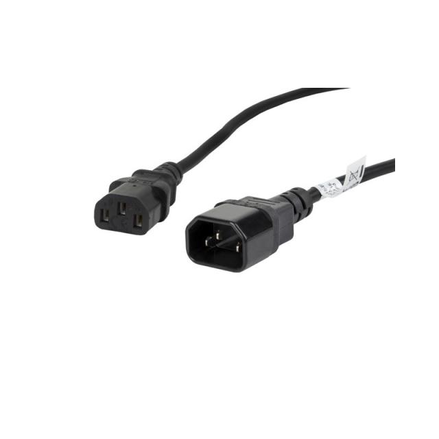 Lanberg - CA-C13E-11CC-0018-BK cable de transmisión Negro 1,8 m C13 acoplador C14 acoplador