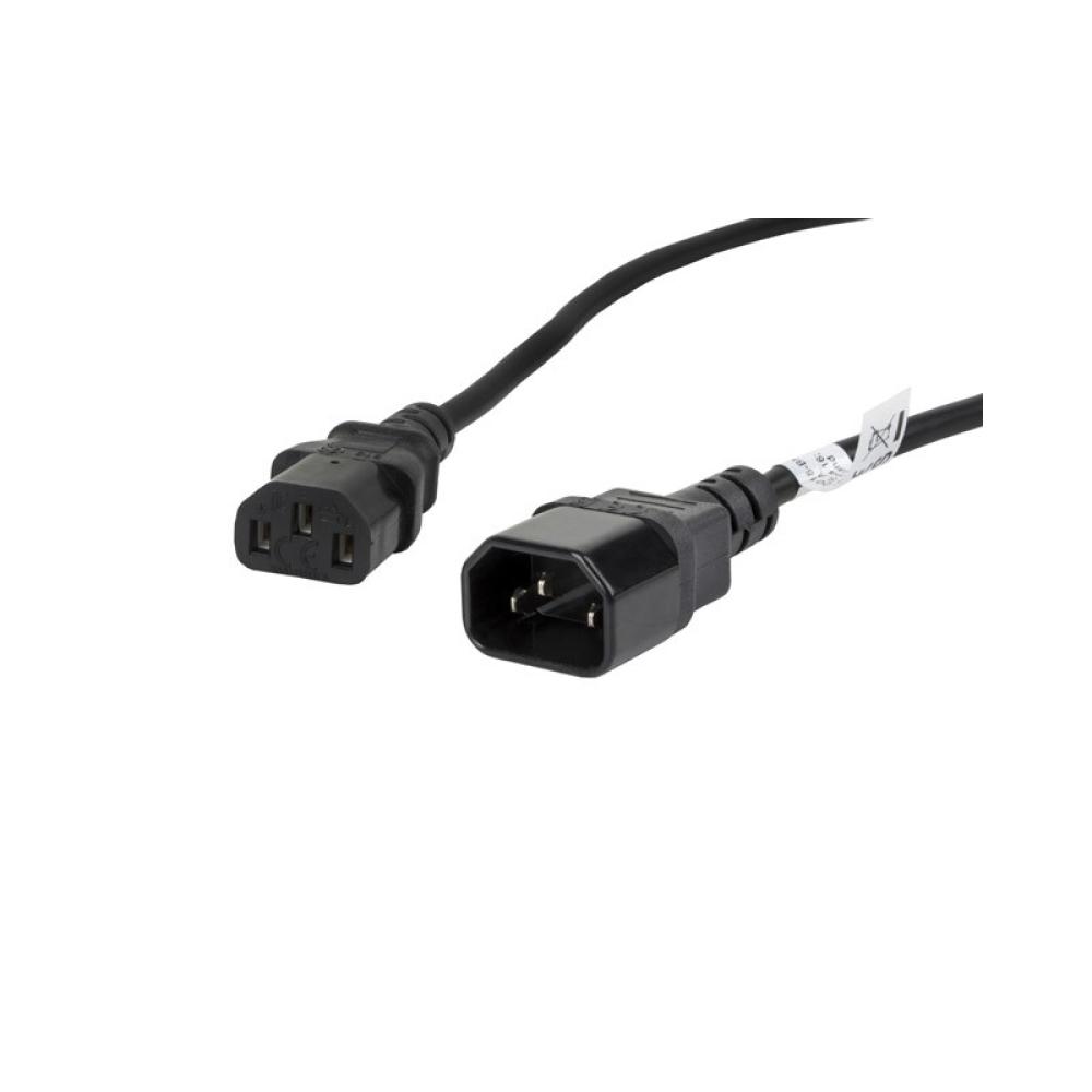 Lanberg - CA-C13E-11CC-0018-BK cable de transmisión Negro 1,8 m C13 acoplador C14 acoplador