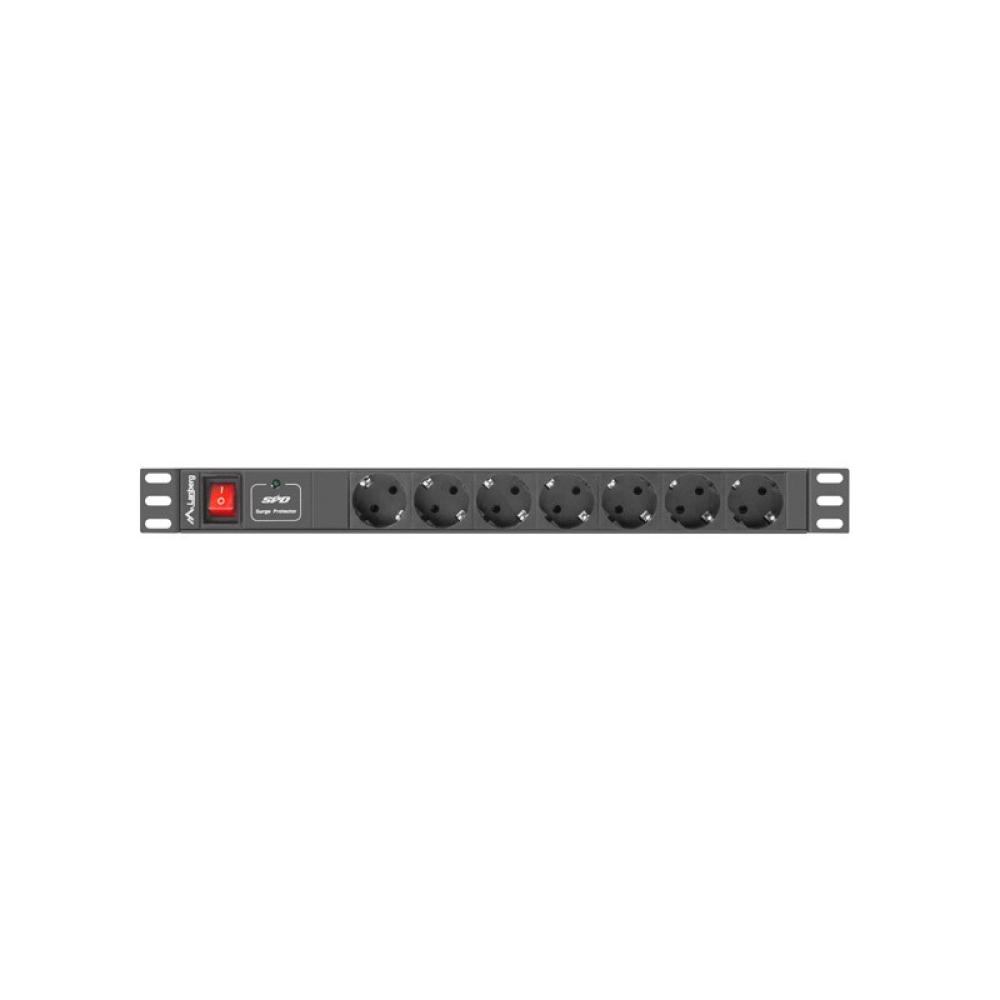 Lanberg - PDU-07F-0200-BK unidad de distribución de energía (PDU) 7 salidas AC 1U Negro