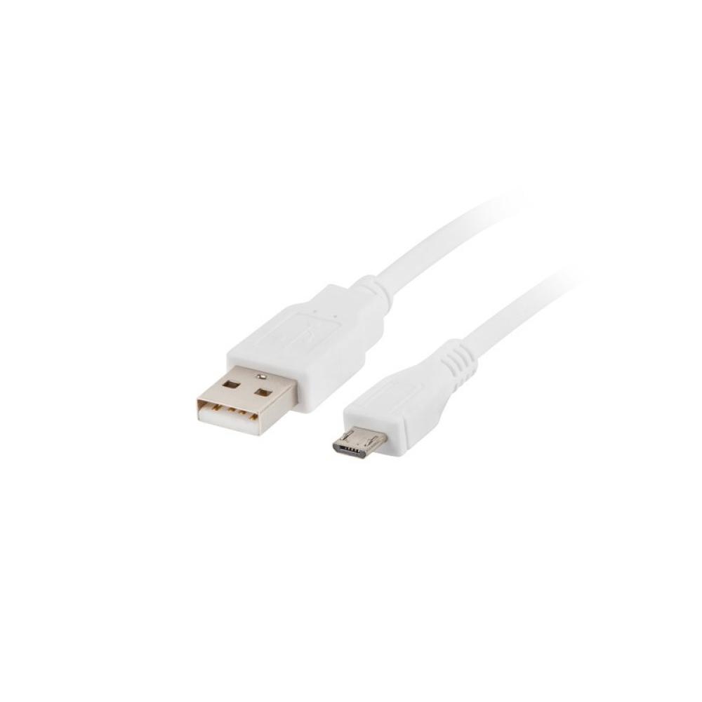Lanberg - CA-USBM-10CC-0010-W cable USB USB 2.0 1 m Micro-USB A USB A Blanco