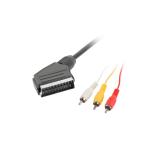 Lanberg - CA-EURC-10CC-0018-BK cable EUROCONECTOR 1,8 m SCART (21-pin) 3 x RCA Negro