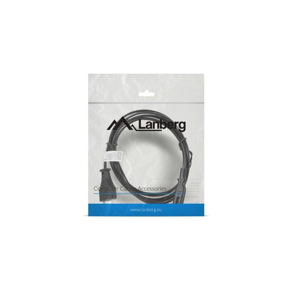 Lanberg - CA-C7CA-10CC-0018-BK cable de transmisión Negro 1,8 m C7 acoplador CEE7/16