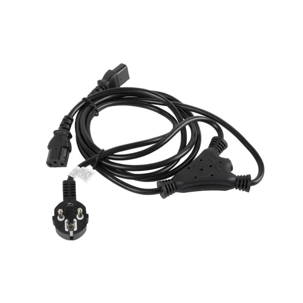 Lanberg - CA-C13C-13CC-0018-BK cable de transmisión Negro 2 m C13 acoplador CEE7/7