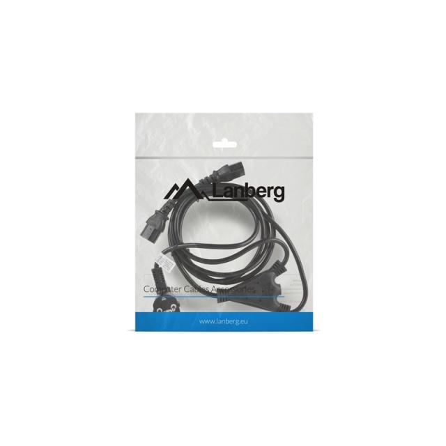 Lanberg - CA-C13C-13CC-0018-BK cable de transmisión Negro 2 m C13 acoplador CEE7/7
