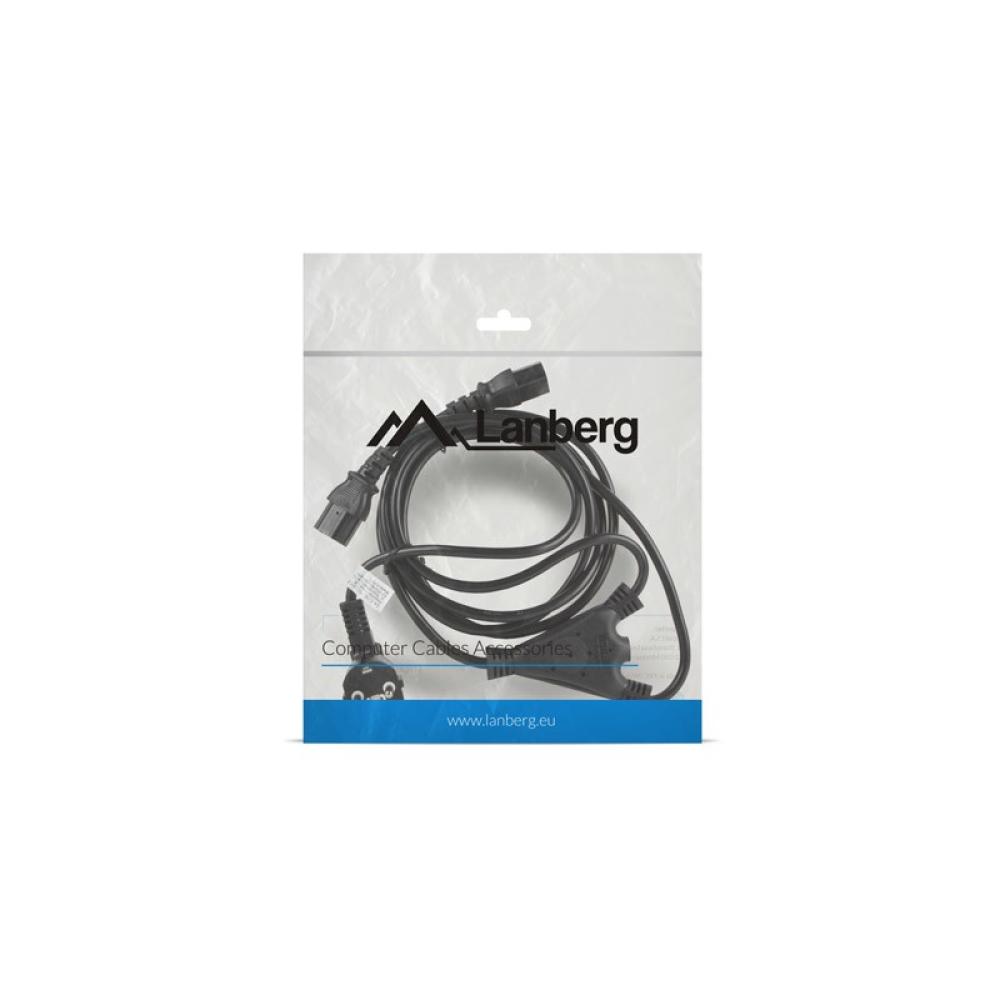 Lanberg - CA-C13C-13CC-0018-BK cable de transmisión Negro 2 m C13 acoplador CEE7/7