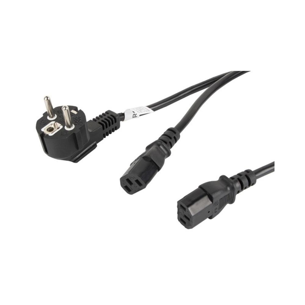 Lanberg - CA-C13C-13CC-0018-BK cable de transmisión Negro 2 m C13 acoplador CEE7/7