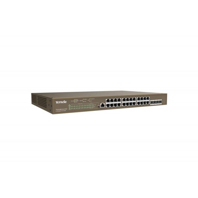 Tenda - TEG5328P-24-410W Gestionado L3 Gigabit Ethernet (10/100/1000) Energía sobre Ethernet (PoE) 1U Gris