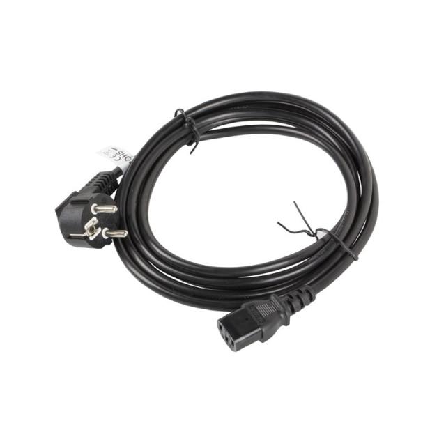 Lanberg - CA-C13C-11CC-0030-BK cable de transmisión Negro 3 m C13 acoplador CEE7/7