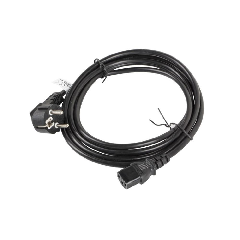 Lanberg - CA-C13C-11CC-0030-BK cable de transmisión Negro 3 m C13 acoplador CEE7/7