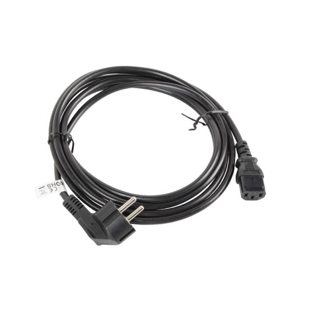 Lanberg - CA-C13C-11CC-0030-BK cable de transmisión Negro 3 m C13 acoplador CEE7/7
