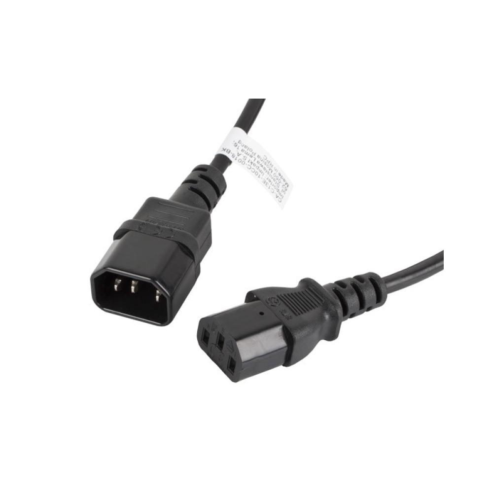 Lanberg - CA-C13E-10CC-0018-BK cable de transmisión Negro 1,8 m C13 acoplador C14 acoplador