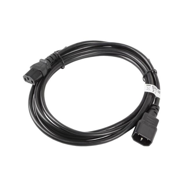 Lanberg - CA-C13E-11CC-0030-BK cable de transmisión Negro 3 m C13 acoplador C14 acoplador