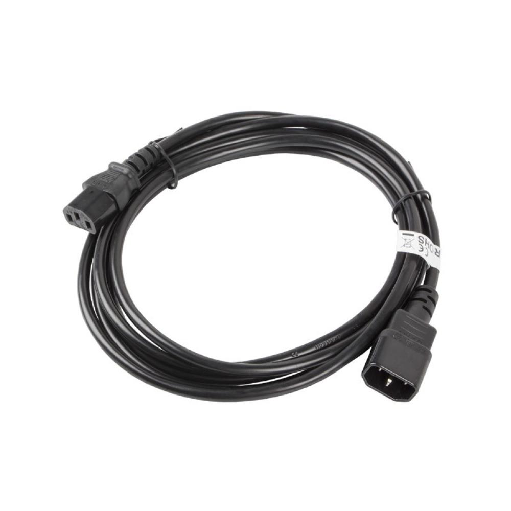 Lanberg - CA-C13E-11CC-0030-BK cable de transmisión Negro 3 m C13 acoplador C14 acoplador