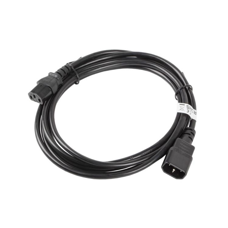 Lanberg - CA-C13E-11CC-0030-BK cable de transmisión Negro 3 m C13 acoplador C14 acoplador