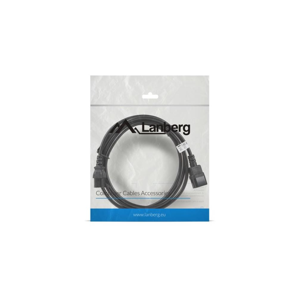 Lanberg - CA-C13E-11CC-0030-BK cable de transmisión Negro 3 m C13 acoplador C14 acoplador