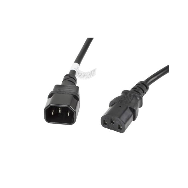 Lanberg - CA-C13E-11CC-0030-BK cable de transmisión Negro 3 m C13 acoplador C14 acoplador