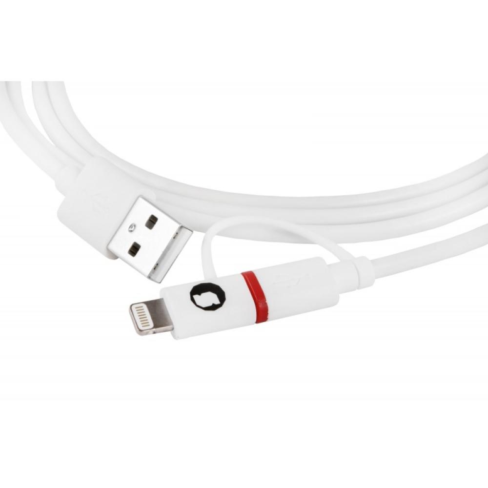 SilverHT - Cable Combo MFI - MicroUSB + Lightning 1,5m - Blanco