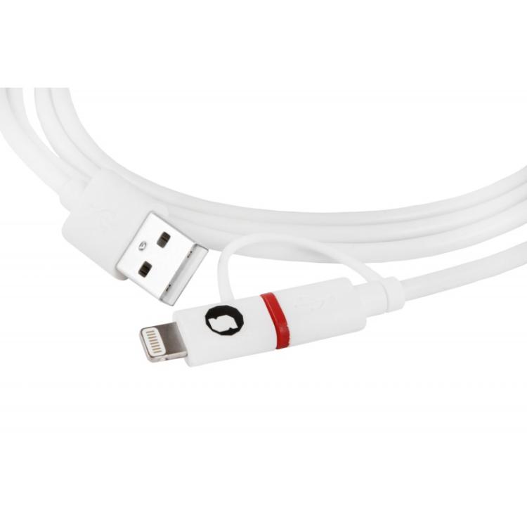 SilverHT - Cable Combo MFI - MicroUSB + Lightning 1,5m - Blanco
